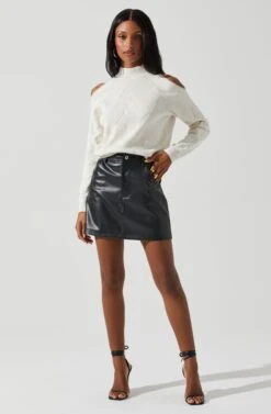 Tori Pearl Embellished Cold Shoulder Sweater -Sun Gaia Dresses Shop ACT17885 CREAM 2