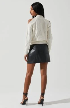 Tori Pearl Embellished Cold Shoulder Sweater -Sun Gaia Dresses Shop ACT17885 CREAM 6