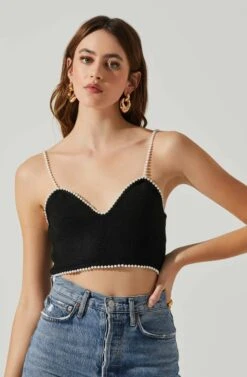 Kira Pearl Embellished Sweater Top -Sun Gaia Dresses Shop ACT17886 BLACK 3