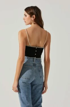 Kira Pearl Embellished Sweater Top -Sun Gaia Dresses Shop ACT17886 BLACK 5