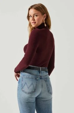 Izabella Turtleneck Cutout Sweater 25 Izabella Turtleneck Cutout Sweater -Sun Gaia Dresses Shop ACT17888 WINE 6