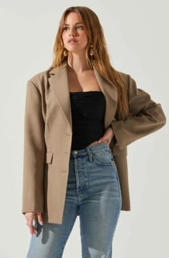 Galilea Oversized Blazer -Sun Gaia Dresses Shop ACT17892 BROWN 2