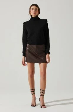 Daleyza Padded Shoulder Turtleneck Sweater 17 Daleyza Padded Shoulder Turtleneck Sweater -Sun Gaia Dresses Shop ACT17899 BLACK 1