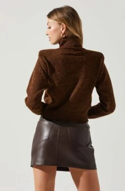 Daleyza Padded Shoulder Turtleneck Sweater 24 Daleyza Padded Shoulder Turtleneck Sweater -Sun Gaia Dresses Shop ACT17899 BROWN 5