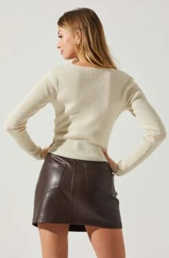 Rylee Twist Front Cutout Sweater -Sun Gaia Dresses Shop ACT17919 CREAM 5