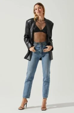 Julane Rhinestone Mesh Top -Sun Gaia Dresses Shop ACT17938 BLACKSILVER 1