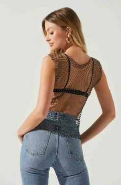 Julane Rhinestone Mesh Top -Sun Gaia Dresses Shop ACT17938 BLACKSILVER 5