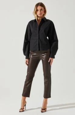 Sienna Cutout Button Up Top -Sun Gaia Dresses Shop ACT17954 BLACK 1