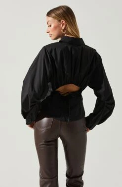 Sienna Cutout Button Up Top -Sun Gaia Dresses Shop ACT17954 BLACK 5