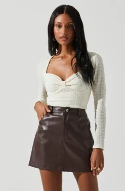 Ren Textured Sweetheart Long Sleeve Top -Sun Gaia Dresses Shop ACT17975 CREAM 4