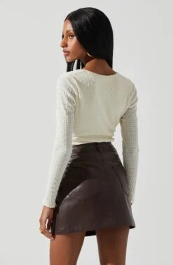 Ren Textured Sweetheart Long Sleeve Top -Sun Gaia Dresses Shop ACT17975 CREAM 6