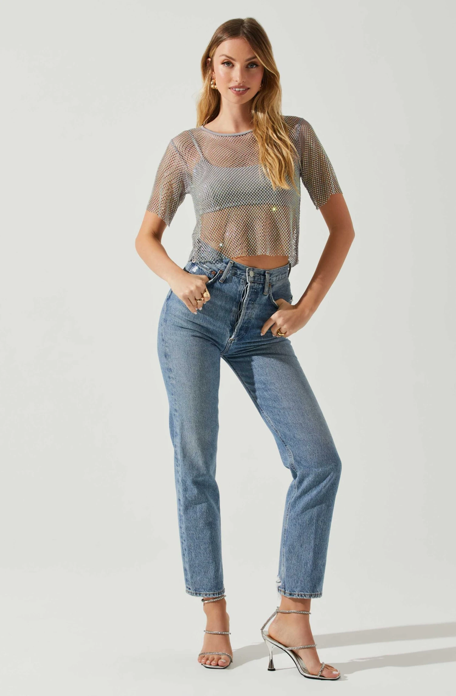 Mckay Rhinestone Mesh Short Sleeve Top 4 Mckay Rhinestone Mesh Short Sleeve Top - Image 2