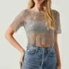 Mckay Rhinestone Mesh Short Sleeve Top