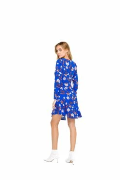Ls Asymmetrical Hem Dress -Sun Gaia Dresses Shop ADR100038 BLUE FLORAL 03