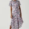 Flutter Sleeve Asymmetrical Floral Maxi Dress -Sun Gaia Dresses Shop ADR100436 PINKBLUEFLORAL 1