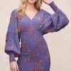 Dolman Smocked Dress -Sun Gaia Dresses Shop ADR100564 NAVY RED FLORAL 5