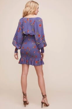 Dolman Smocked Dress -Sun Gaia Dresses Shop ADR100564 NAVY RED FLORAL 6