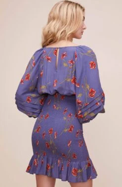 Dolman Smocked Dress -Sun Gaia Dresses Shop ADR100564 NAVY RED FLORAL 7