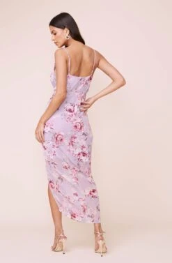 Surplice Ruffle Floral Maxi Dress -Sun Gaia Dresses Shop ADR100668 LILACFLORAL 4