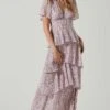Tayla Floral Tiered Midi Dress -Sun Gaia Dresses Shop ADR100686B PINKLAVENDERFLORAL 2