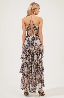 Rosana Floral Tiered Ruffle Maxi Dress -Sun Gaia Dresses Shop ADR100691 BLACKMULTIFLORAL 4