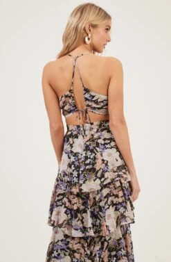 Rosana Floral Tiered Ruffle Maxi Dress -Sun Gaia Dresses Shop ADR100691 BLACKMULTIFLORAL 5