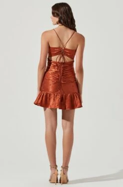 Cinched Open Back Dress -Sun Gaia Dresses Shop ADR100812 RUST 3
