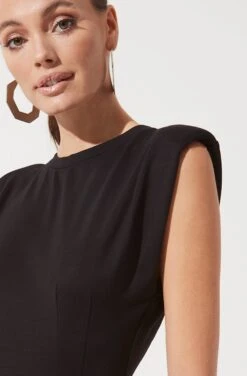 Volume Shoulder T-Shirt Dress -Sun Gaia Dresses Shop ADR100898 BLACK 894