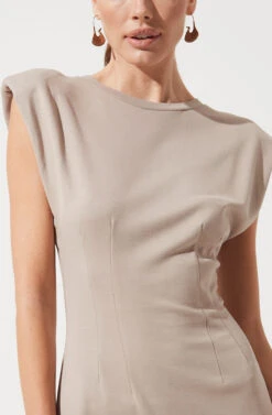 Volume Shoulder T-Shirt Dress -Sun Gaia Dresses Shop ADR100898 TAUPE 898