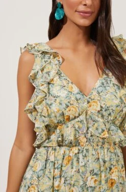 Open Tie Back Ruffle Dress 24 Open Tie Back Ruffle Dress -Sun Gaia Dresses Shop ADR100917 GREENYELLOWMULTIFLORAL 3
