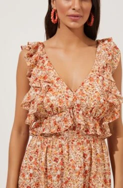 Open Tie Back Ruffle Dress 18 Open Tie Back Ruffle Dress -Sun Gaia Dresses Shop ADR100917 ORANGEFLORAL 3