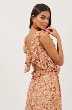 Open Tie Back Ruffle Dress 20 Open Tie Back Ruffle Dress -Sun Gaia Dresses Shop ADR100917 ORANGEFLORAL 6