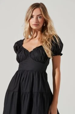 Short Sleeve Cinched Bust Midi Dress -Sun Gaia Dresses Shop ADR100939 BLACK 0300 5c2ffc28 d21f 49b9 80c2 6a8a5e98046f