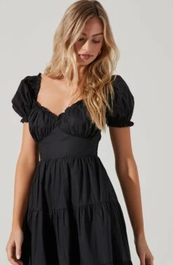 Short Sleeve Cinched Bust Midi Dress -Sun Gaia Dresses Shop ADR100939 BLACK 0303 aa701c6c c6ff 468a a711 69868e0d9ac2