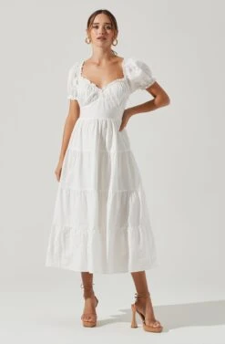 Short Sleeve Cinched Bust Midi Dress -Sun Gaia Dresses Shop ADR100939 WHITE 1 36d46d39 024f 4928 9c01 cf45e2ea9500