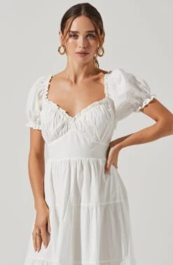 Short Sleeve Cinched Bust Midi Dress -Sun Gaia Dresses Shop ADR100939 WHITE 4 6ea9bc2f 2c01 49a1 bad4 480b30056151