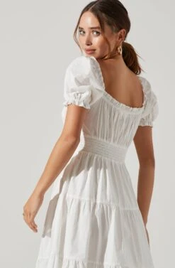 Short Sleeve Cinched Bust Midi Dress -Sun Gaia Dresses Shop ADR100939 WHITE 7 8407289f a105 432f b28a fd29880ab955