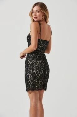 Corset Lace Mini Dress -Sun Gaia Dresses Shop ADR101009 BLACK NUDE 4