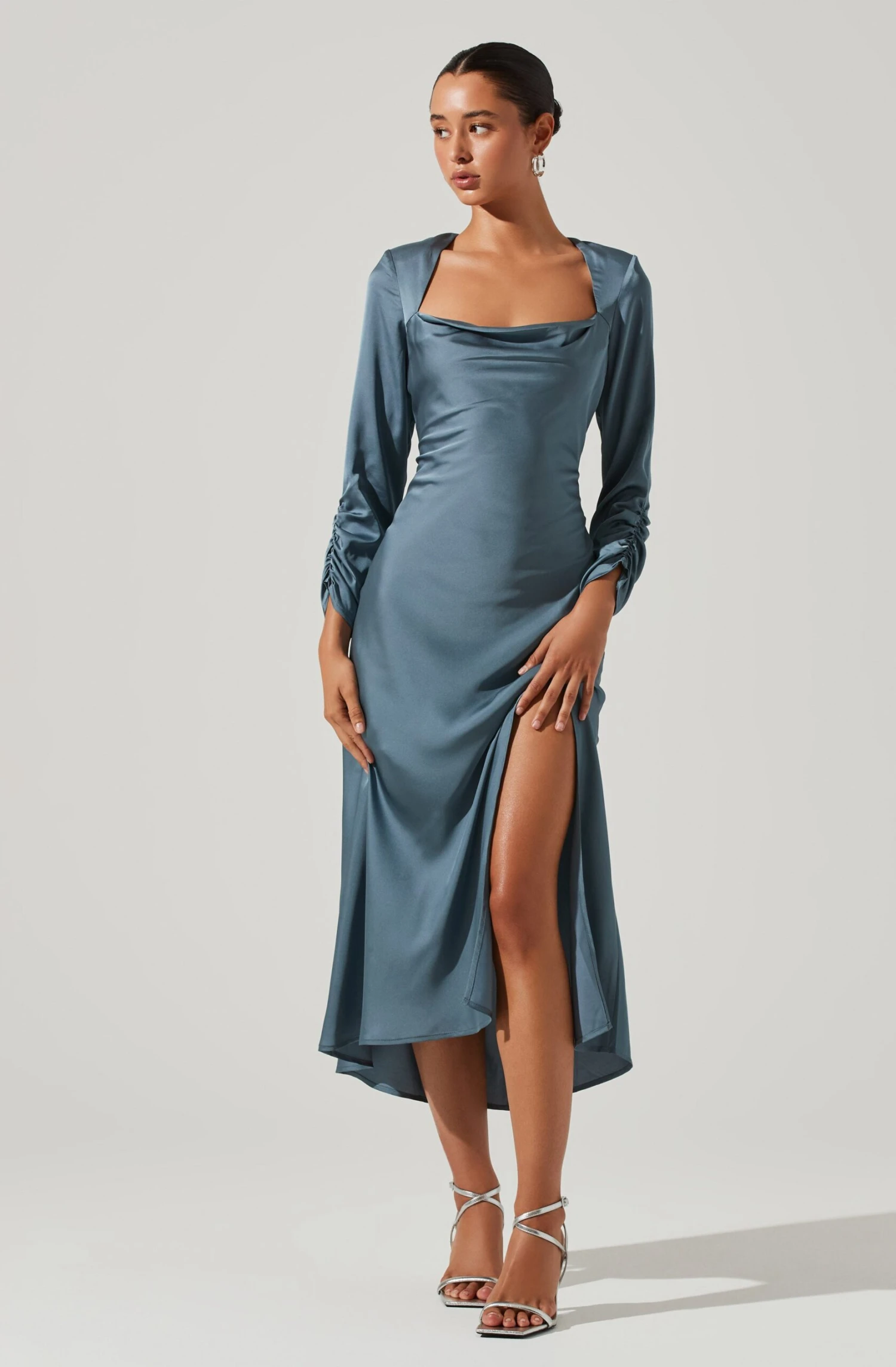 Gracie Long Sleeve Cutout Satin Midi Dress 22 Gracie Long Sleeve Cutout Satin Midi Dress - Image 20