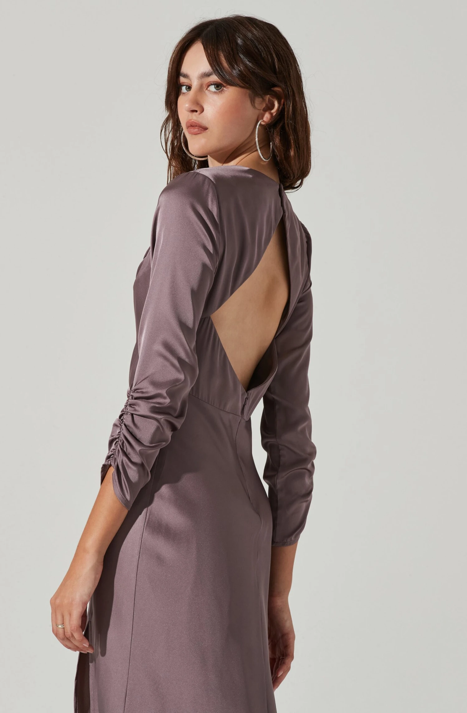 Gracie Long Sleeve Cutout Satin Midi Dress 15 Gracie Long Sleeve Cutout Satin Midi Dress - Image 13
