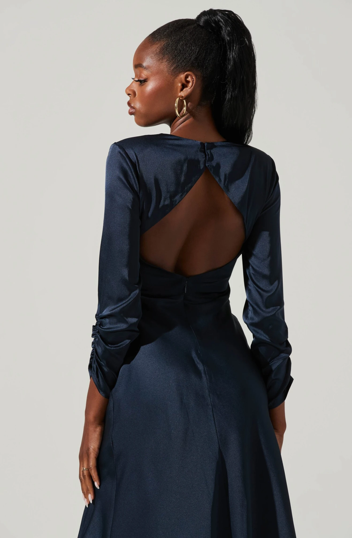 Gracie Long Sleeve Cutout Satin Midi Dress 19 Gracie Long Sleeve Cutout Satin Midi Dress - Image 17