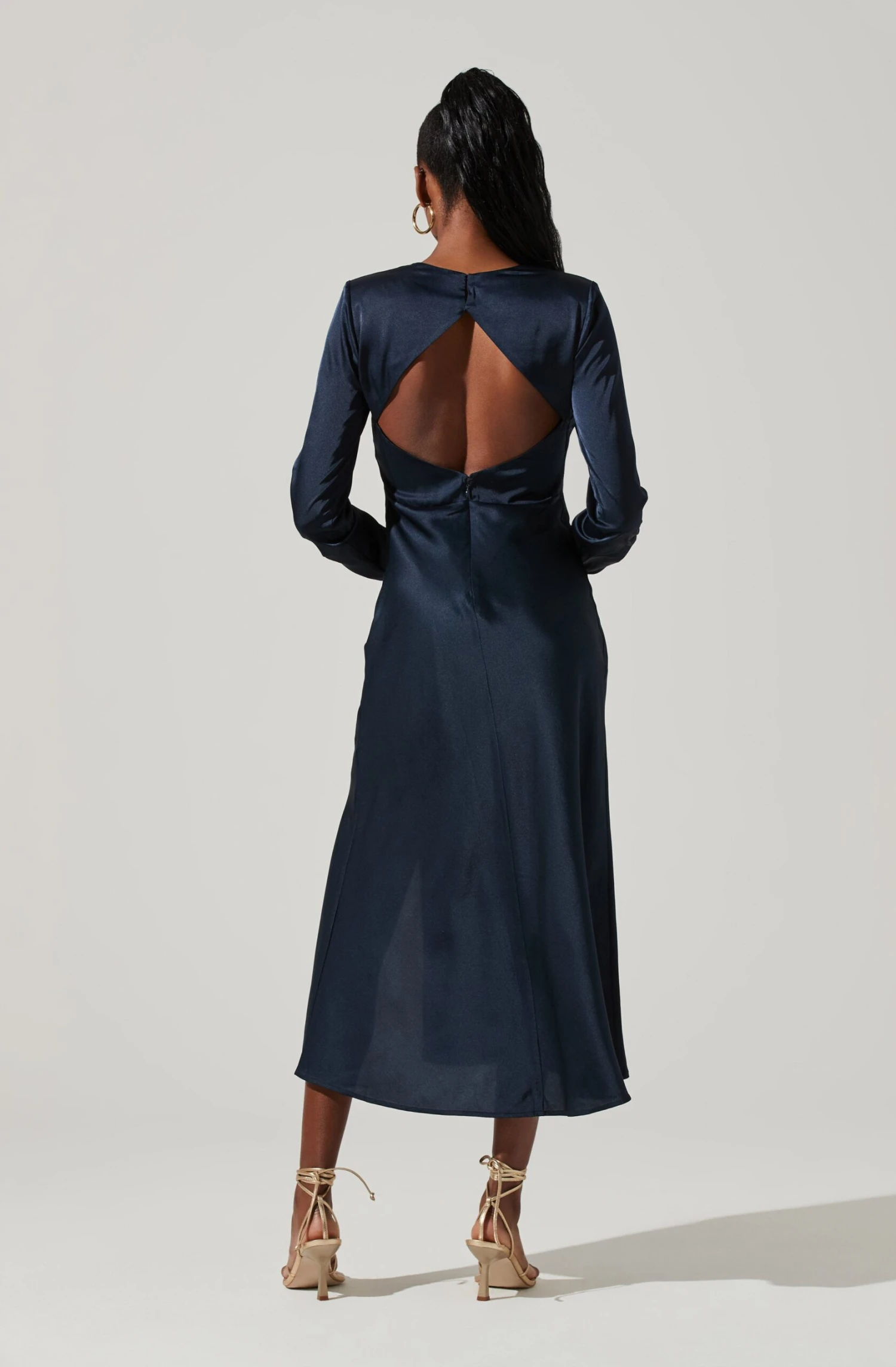Gracie Long Sleeve Cutout Satin Midi Dress 20 Gracie Long Sleeve Cutout Satin Midi Dress - Image 18