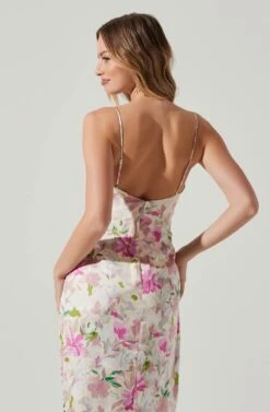 Giselle Floral Twist Front Midi Dress -Sun Gaia Dresses Shop ADR101136 PINKGREENFLORAL 5