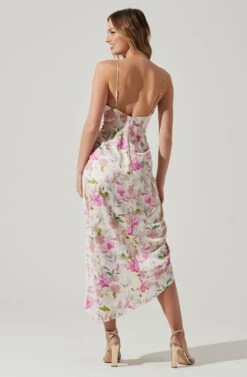 Giselle Floral Twist Front Midi Dress -Sun Gaia Dresses Shop ADR101136 PINKGREENFLORAL 6