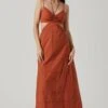 Cut Out Poplin Midi Dress -Sun Gaia Dresses Shop ADR101292 BROWN 1