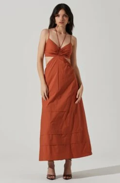 Cut Out Poplin Midi Dress