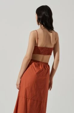 Cut Out Poplin Midi Dress -Sun Gaia Dresses Shop ADR101292 BROWN 5