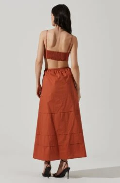 Cut Out Poplin Midi Dress -Sun Gaia Dresses Shop ADR101292 BROWN 6