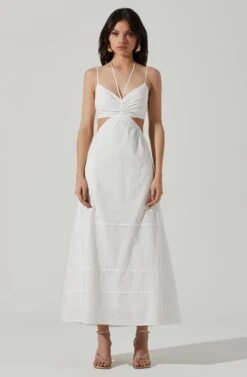 Cut Out Poplin Midi Dress -Sun Gaia Dresses Shop ADR101292 WHITE 1