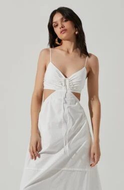 Cut Out Poplin Midi Dress -Sun Gaia Dresses Shop ADR101292 WHITE 3